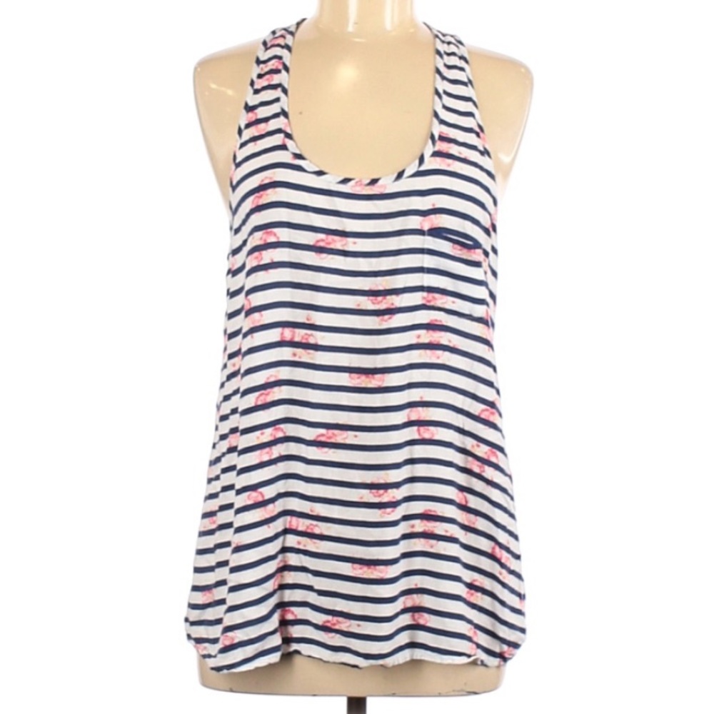 Kirra Floral and Stripes Sleeveless Tank Top
